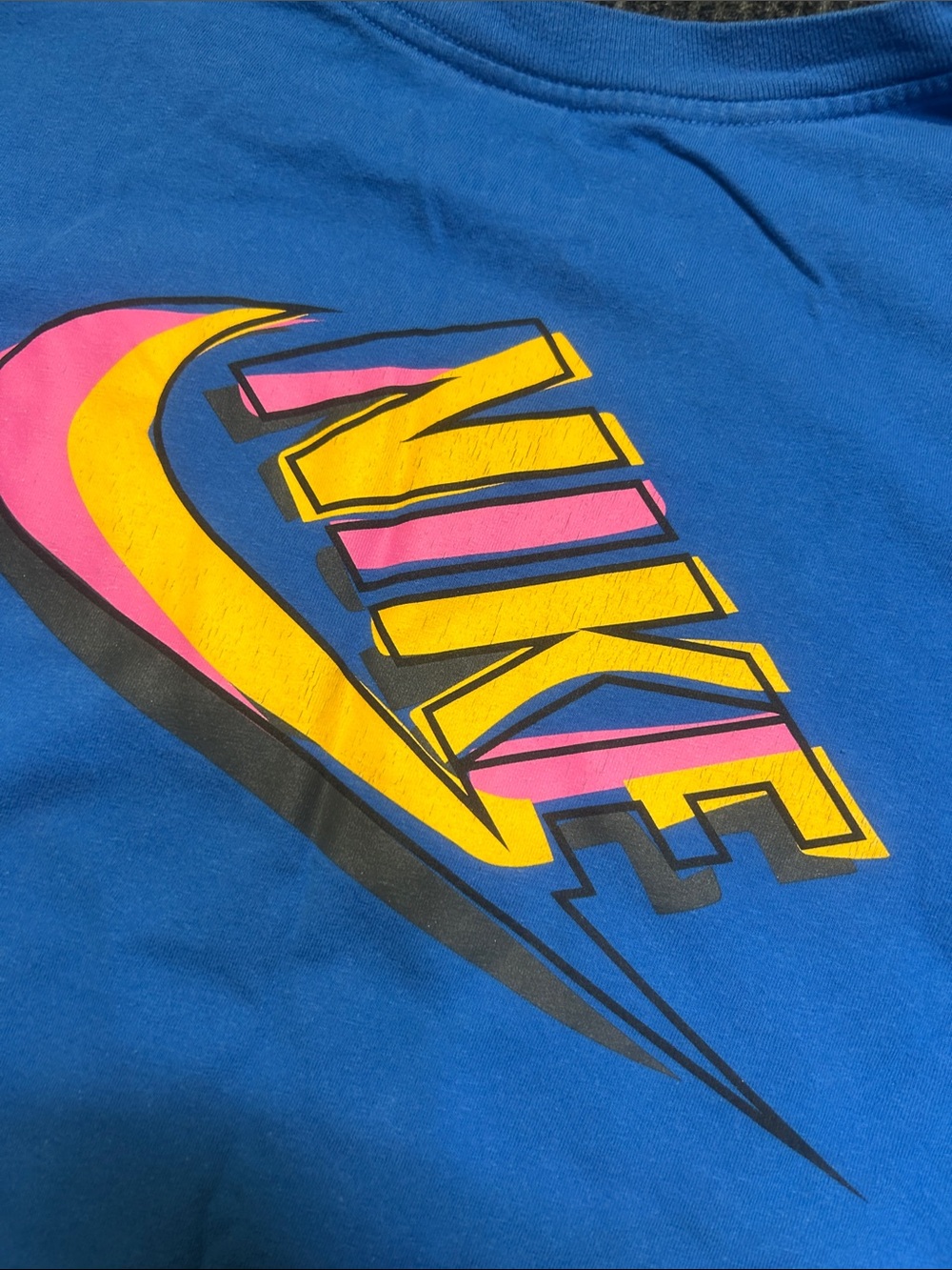 Nike Blue 'Just Do It' Graphic Tee with Yellow & Pink Accents - Picture 4 of 4